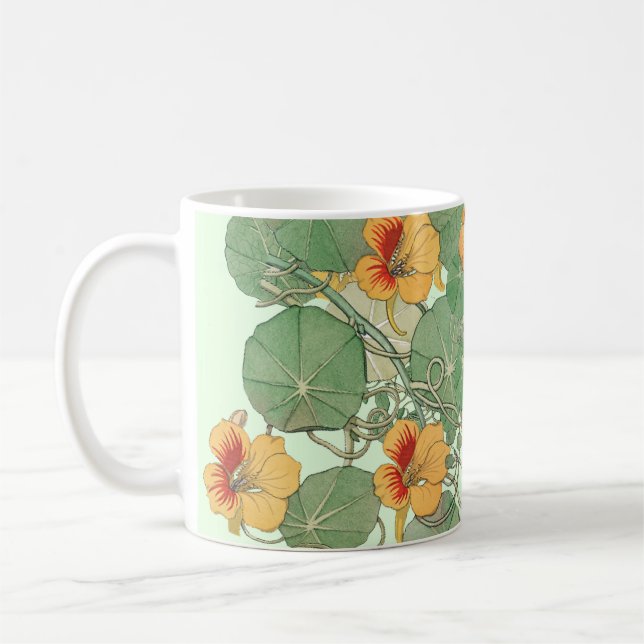 Gult Nasturtiums | Antique Lithograph 1896 Kaffemugg (Vänster)