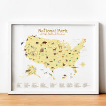 Gult nationalparken Karta Woodland Nursery Print
