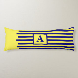 Gult Navy Blue Nautical Monogram Rand Cute Kroppskudde