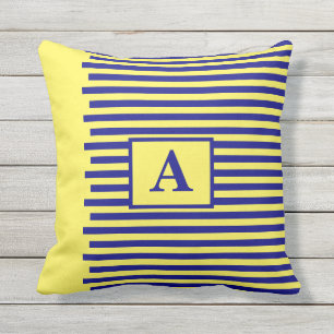 Gult Navy Blue Nautical Monogram Rand Cute Kudde