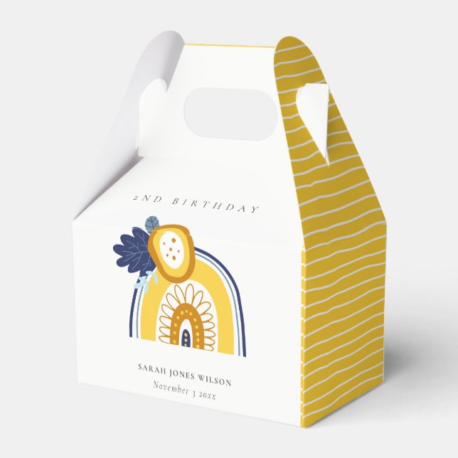 Gult Navy Boho Blommigt Rainbow any age Birday Presentaskar (Baksidan Sidan)