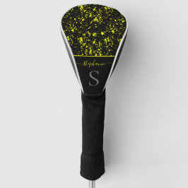 Gult Neon Paint Splatter Monogram Retro