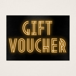 Gult Neon Sign Art Deco Gift Voucher Visitkort