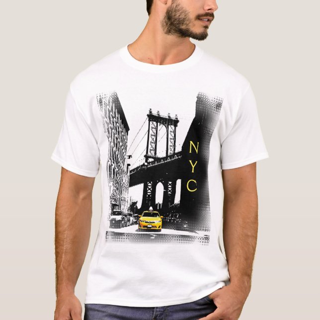 Gult New York City Nyc Modern Pop Art T Shirt (Framsida)