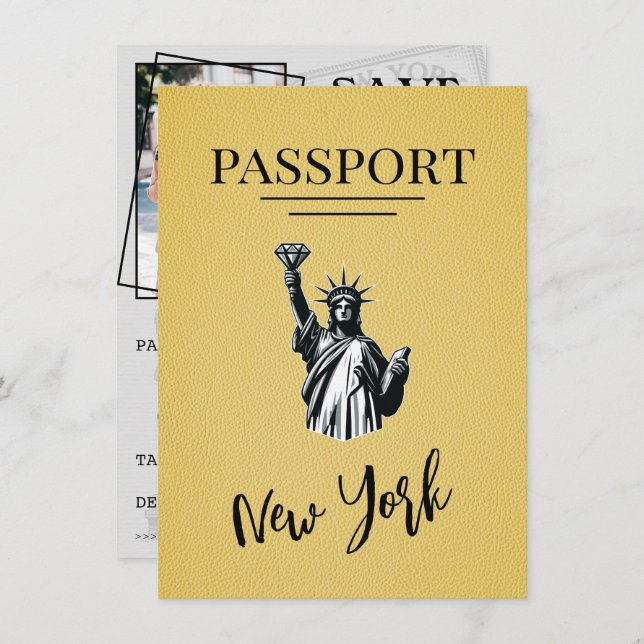 Gult New York City Passport Spara datum Spara Datumet (Fram/baksida)
