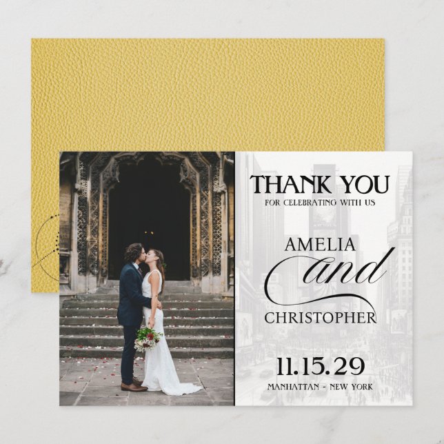 Gult New York City Passport Tack Kort (Fram/baksida)