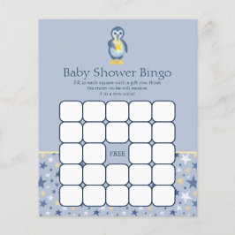 Gult North Star Penguin Baby Shower Bingo Game