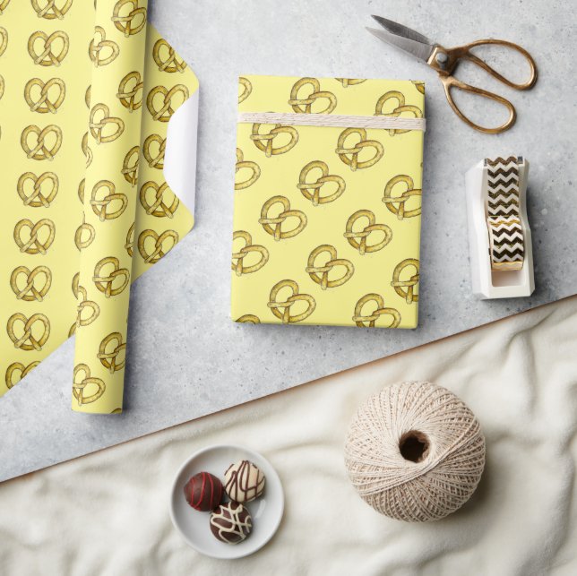 Gult NYC Soft Pretzel Pretzels Foodie Gift Wrap Presentpapper (Hantverk)