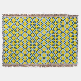 Gult och Baby blue trellis, Lattice, Quatrefoil Filt