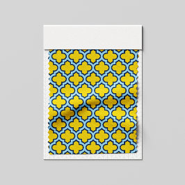 Gult och Baby blue trellis, Lattice, Quatrefoil Tyg