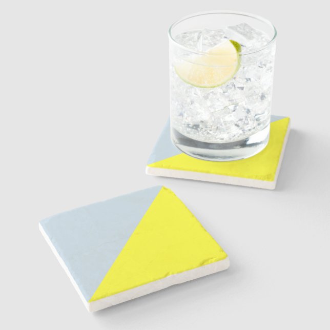 Gult och Beau blue Solid Färg-bakgrund Stenunderlägg (Sidan)