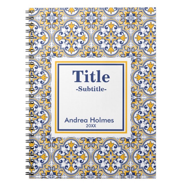 💙 Gult och blå Azulejos bärbara dator Anteckningsbok (Framsidan)