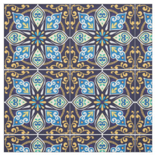 Gult och blå Azulejos Fabric Tyg