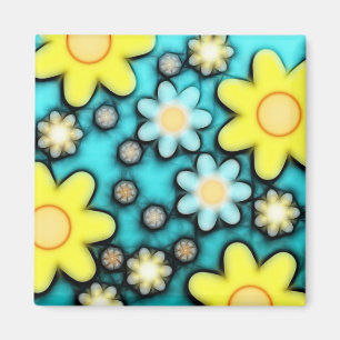 Gult och Blå blomma Magnet