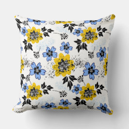 Gult och blå Blommigt Dekorativ kudde, dekorfärg Kudde