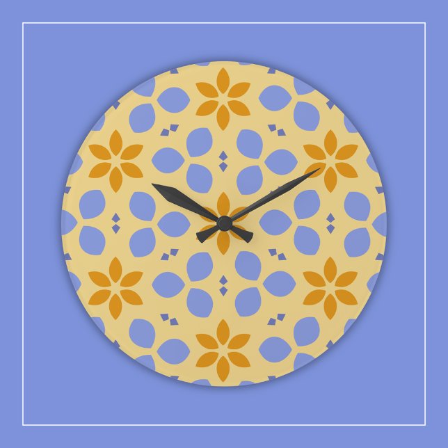 Gult och blå botaniska blommor på Girly Blommigt Stor Klocka (Skapare uppladdad)