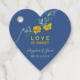 Gult och blå Bröllop Gåvor Etiketter