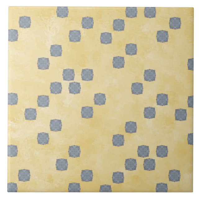 Gult och blå Contemporary Polka dots Mönster Kakelplatta (Framsidan)