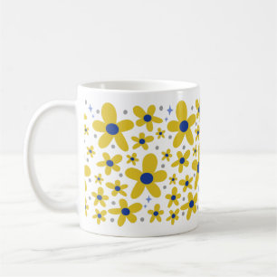 Gult och blå Daisy blomma Mönster Kaffemugg