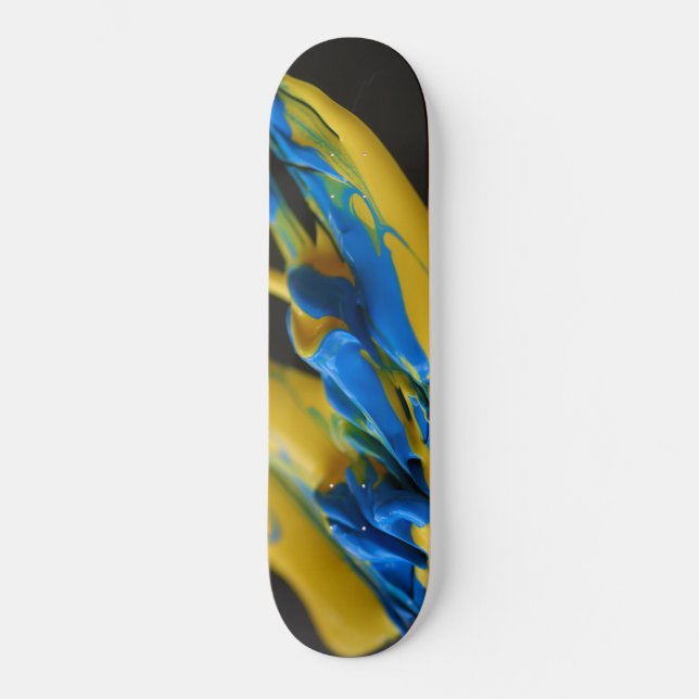 Gult och blå färg på svart mini skateboard bräda 18,5 cm (Framsida)