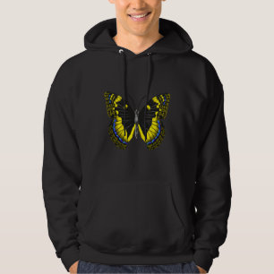 Gult och blå fjäril Papillon Jaune Et Blue Hoodie
