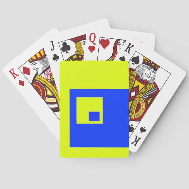 Gult och blå fyrkanter casinokort (Baksidan)