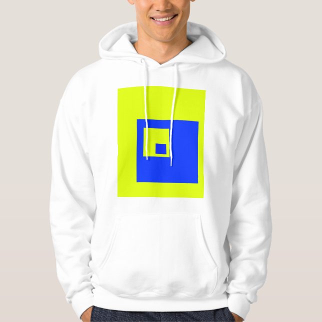 Gult och blå fyrkanter hoodie (Framsida)
