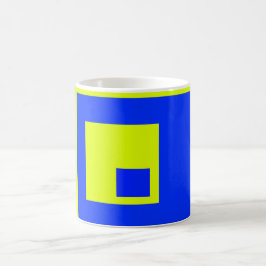 Gult och blå fyrkanter kaffemugg