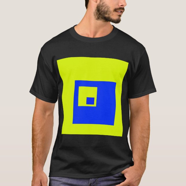 Gult och blå fyrkanter t shirt (Framsida)