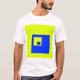 Gult och blå fyrkanter t shirt