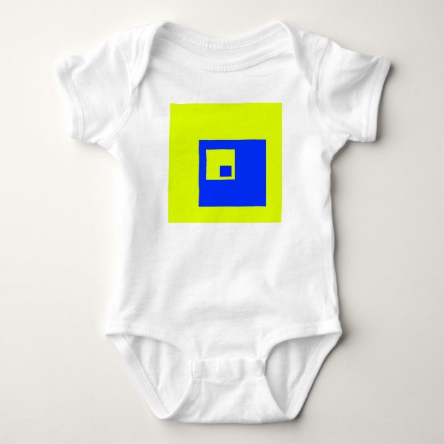Gult och blå fyrkanter t shirt (Framsida)