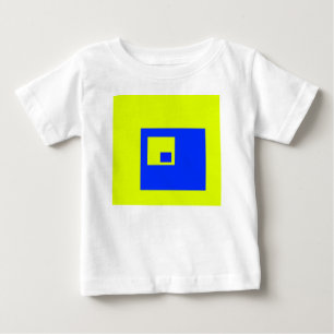 Gult och blå fyrkanter t shirt