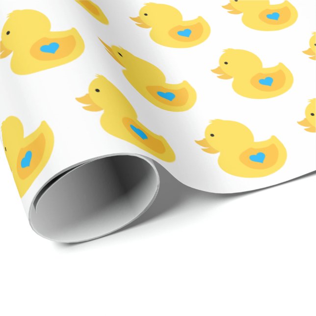 Gult och blå gummiducky presentpapper (Rullad Hörn)