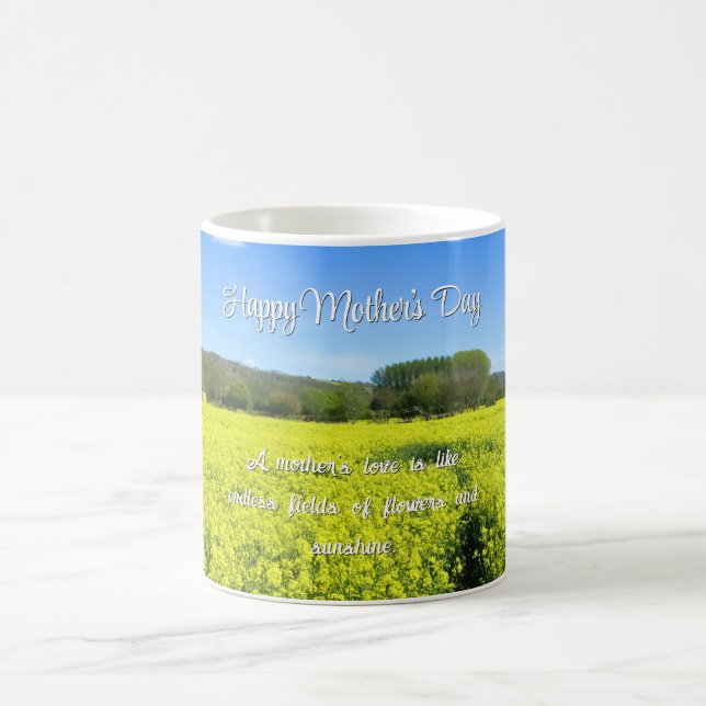 Gult och blå Land-bliss - Anpassningsbar Mors dag Kaffemugg (Center)