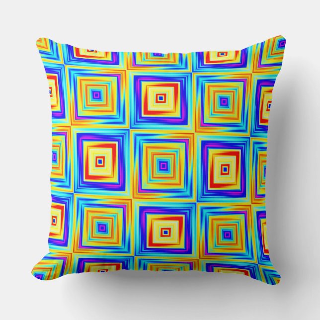 Gult och blå Mönster Kudde (Framsida)