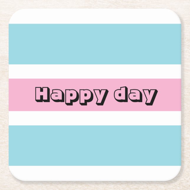 Gult och blå Rand Underlägg Papper Kvadrat (Framsidan)