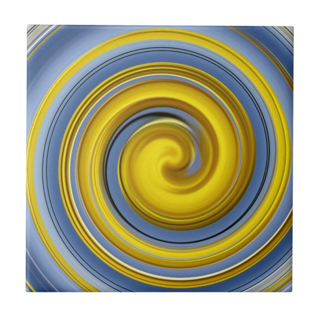 Gult och blå spiral kakelplatta (Framsidan)