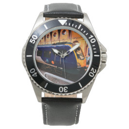 Gult och blå tåg armbandsur