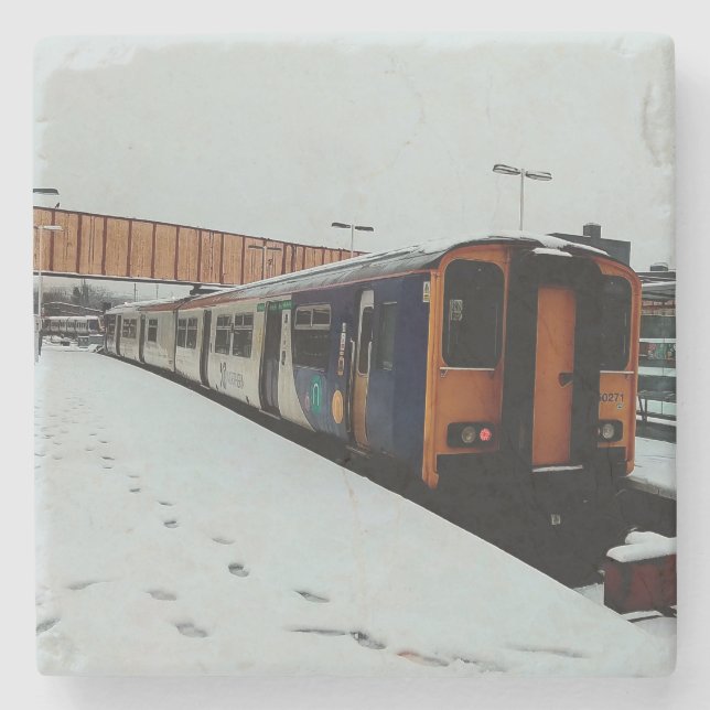 Gult och blå tåg stenunderlägg (Framsidan)