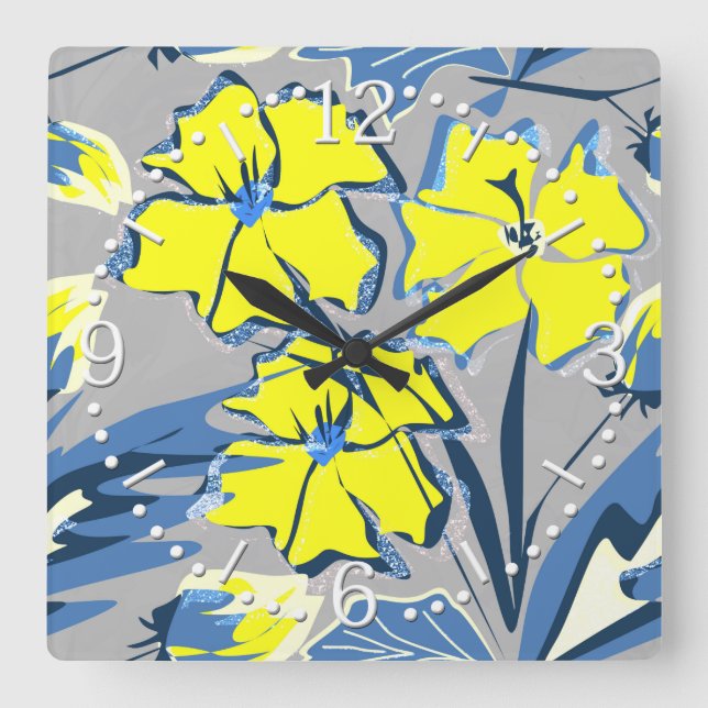 Gult och blåa blommor med gnistor. stor klocka (Framsida)