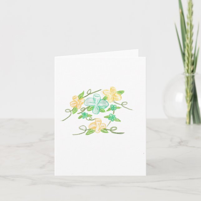 Gult och Blåa blommor Tack Kort (Framsida)