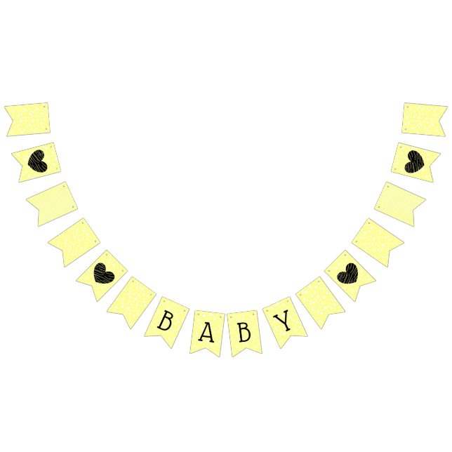 Gult och Black Baby Heart Garland Banner Vimplar (Alla)