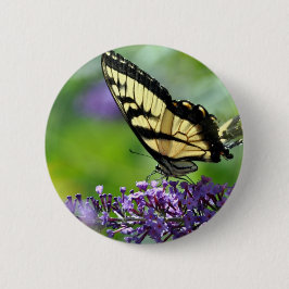 Gult och Black Butterfly på Lavender Knapp