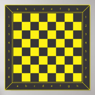Gult och Black Chess Bord Poster