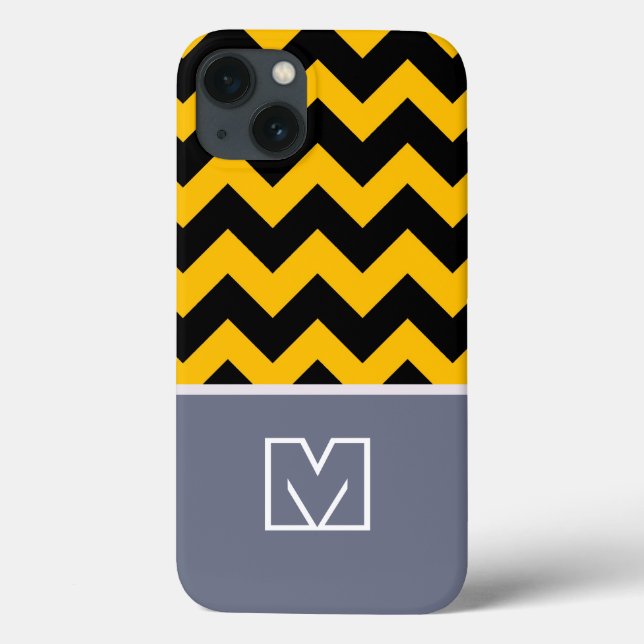 Gult och Black Chevron Zigzag. Anpassningsbar Mono (Baksida)