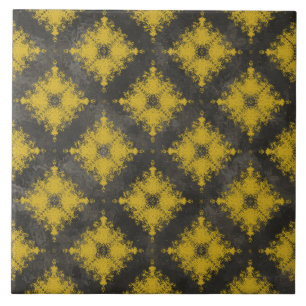 Gult och Black Diamond Burst Mönster Kakelplatta