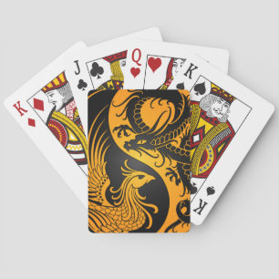 Gult och Black Dragon Phoenix Yin Yang Spelkort