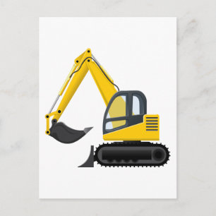 Gult- och Black Excavator Construction Maskin Vykort