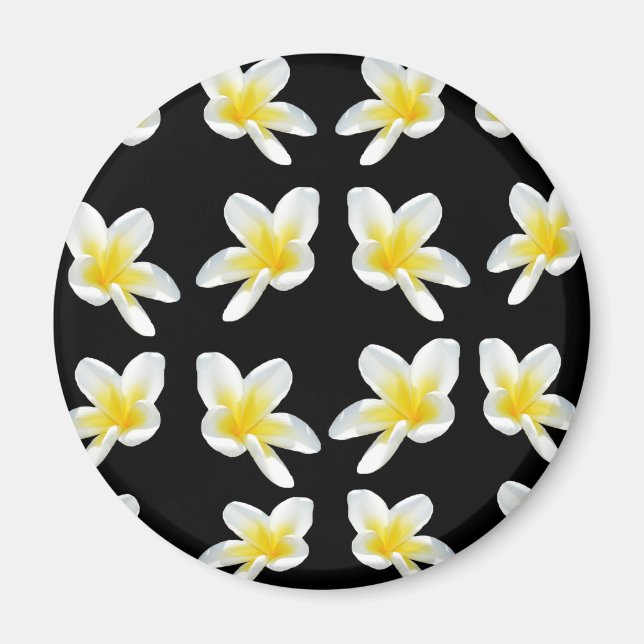 Gult och Black Frangipani Mönster. Magnet (Framsidan)