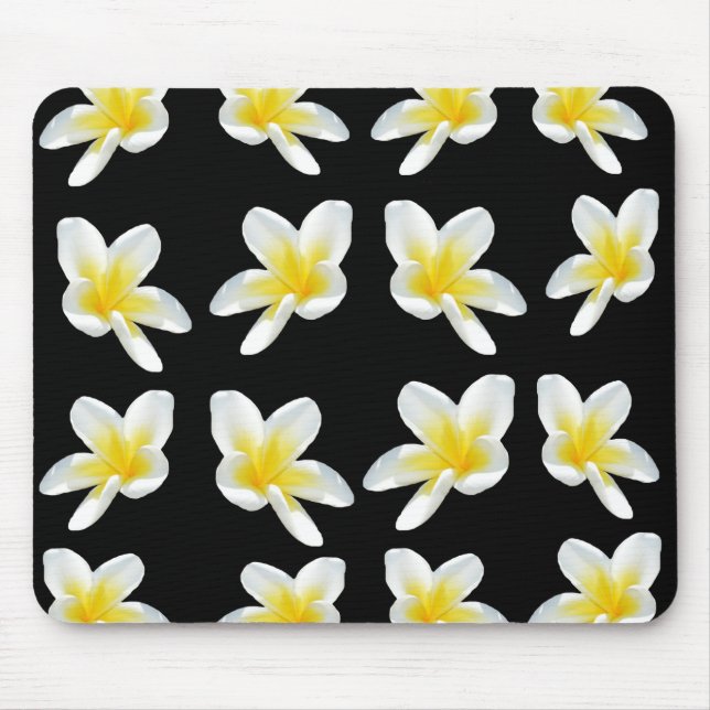 Gult och Black Frangipani Mönster. Musmatta (Framsidan)